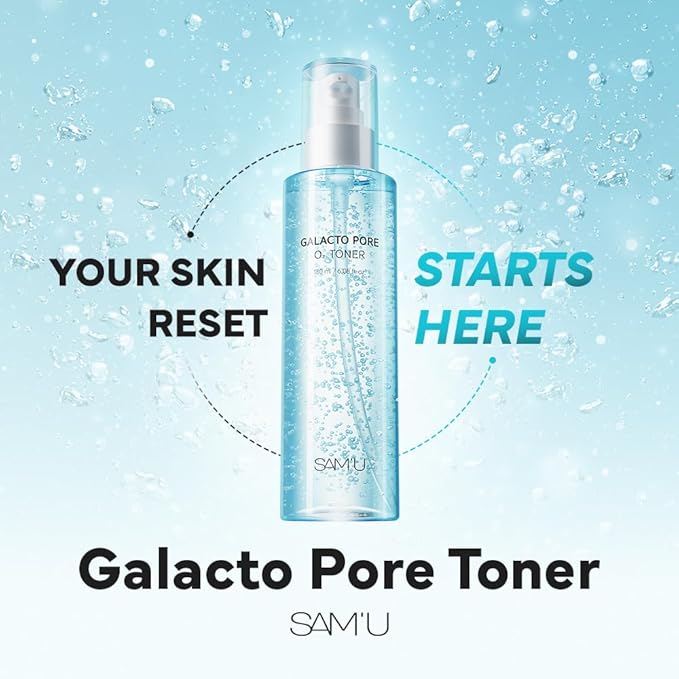 SAM'U Galacto Pore O2 Toner, Hydrating & Pore Care Toner, Oxygen Bubble & Galactomyces, Exfoliating for Sebum Control & Suitable for All Skin Types, Korean Toners, 6.08 Fl. Oz