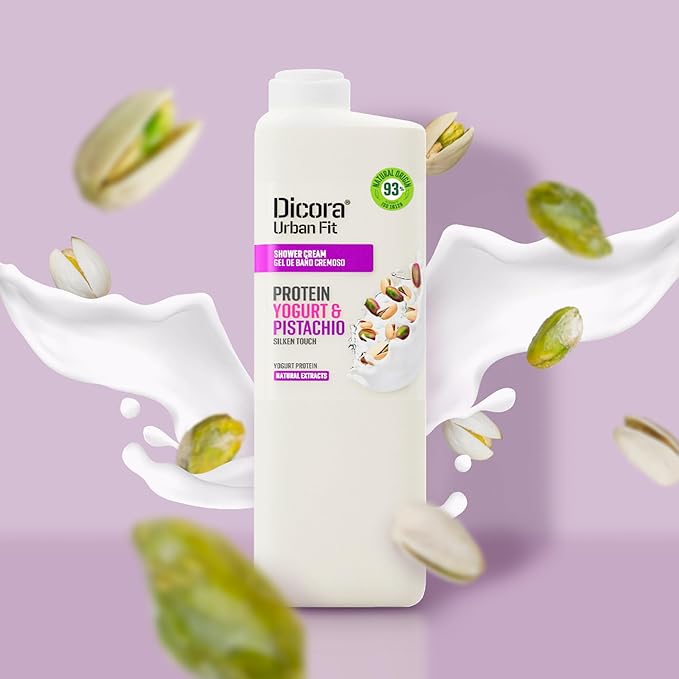 Dicora Urban Fit Shower Cream - Wet Skin Moisturizer for Deep Hydration - Cruelty-Free In Shower Body Lotion - Protein Yogurt and Pistachio - 25.4 oz