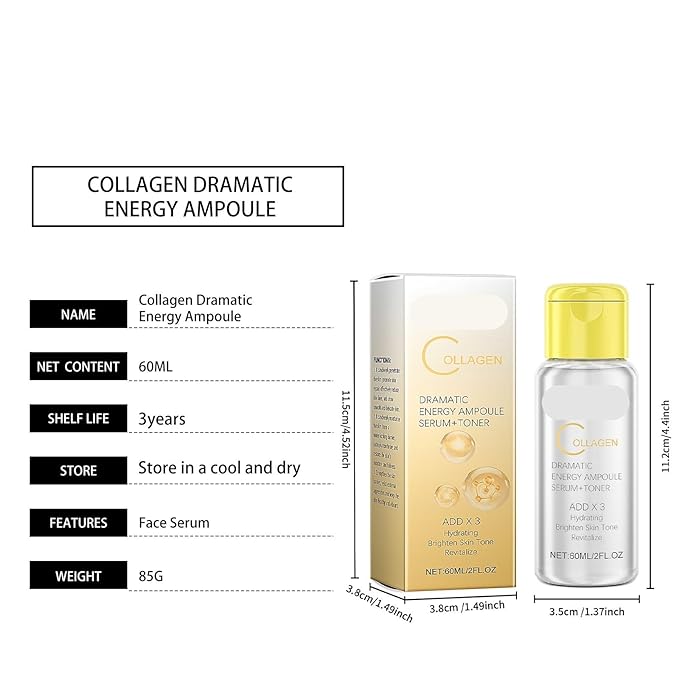 Collagen Toner Serum - Daily Hydrating Face Essence, Boosts Elasticity, Reduces Fine Lines, Soothes Sensitive Skin(3PCS)