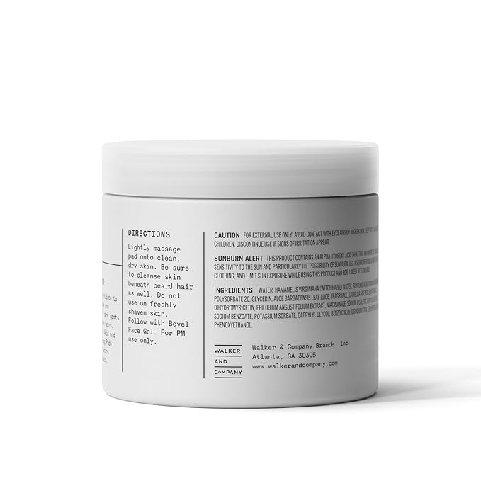Bevel 10% Glycolic Acid Toner Pads for Face,Helps Remove Dead Skin Cells and Reduce Ingrown Hairs for Even Skin Tone and Texture,(Packaging May Vary),45 Count (Pack of 2)