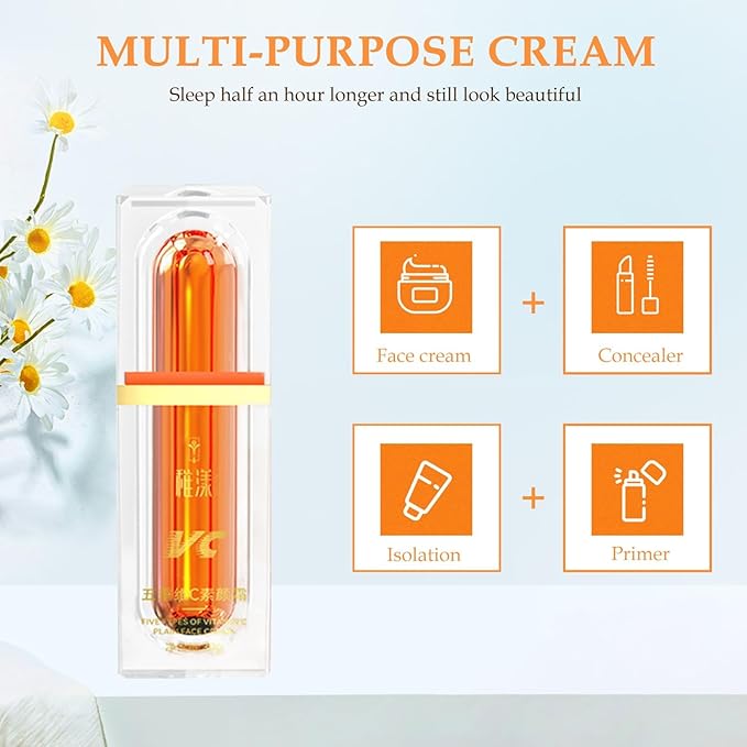2Pcs Five Vitamin C Tone-Up Cream,Five Vitamin C BB Cream,Natural Makeup Tone-Up Lazy Concealer for All Skin Types & Daily Use