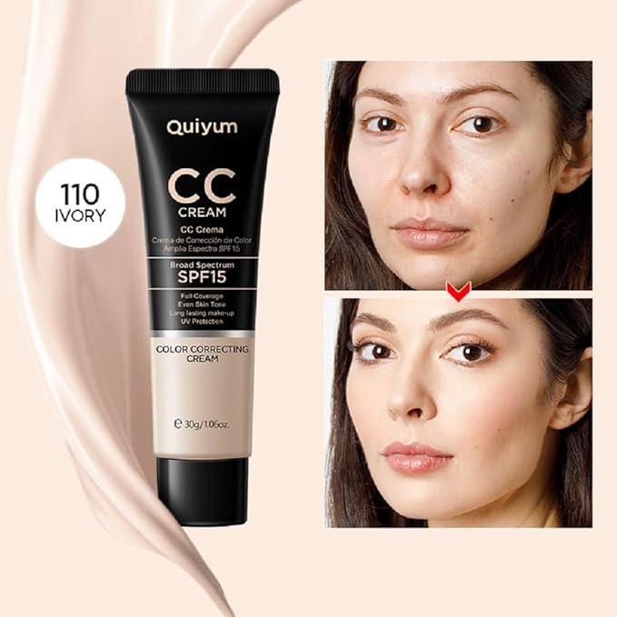 Generic CC cream 30ml concealer beautifying skin moisturizing moisturizing concealer before makeup lasting makeup (110 Ivory, 30g)