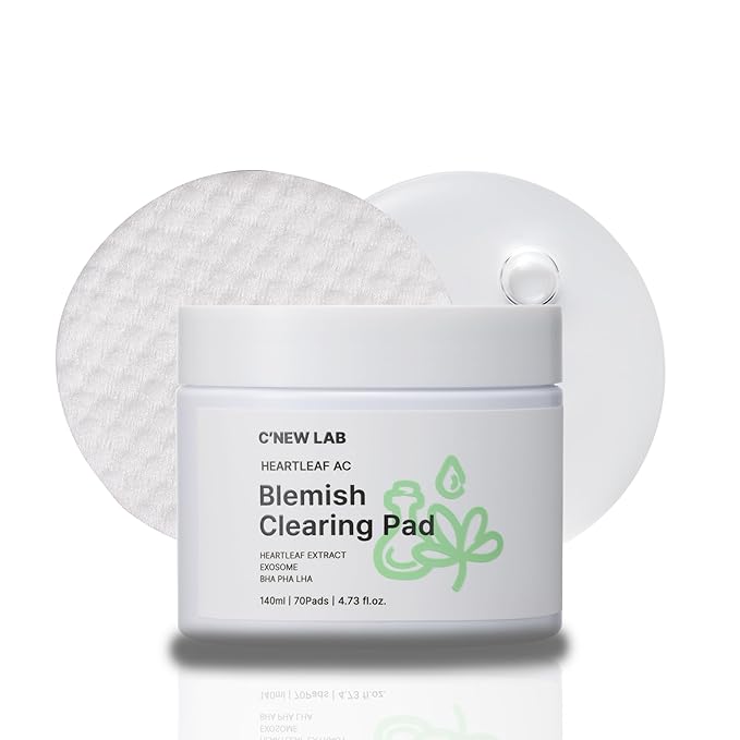 C’NEW LAB Heartleaf AC Blemish Clearing Pad (70 pads) | Blackhead & Exfoliating Facial Pads for Smooth Skin | Heartleaf Extract, Heartleaf Exosome, Allantoin, PHA, Korean Skin Care