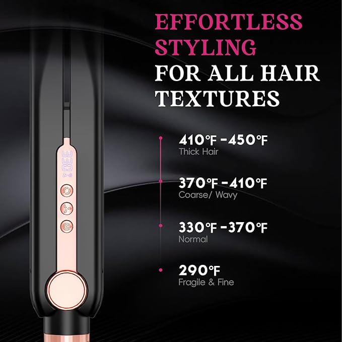 SKIMI Airflow Styler, Titanium Flat Iron Hair Straightener, Professional Curling Iron with Cooling Air Vents to Lock in Style, 5 Temps & Dual Voltage, Auto Off