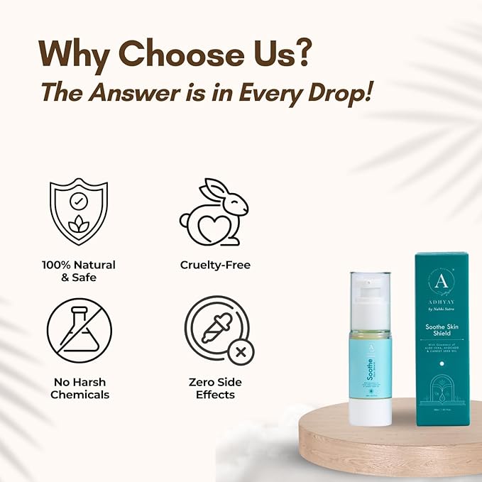 ADHYAY Soothe Natural Sunscreen with Red Raspberry Seed Oil, Carrot Seed Oil, Avocado & Aloe Vera – Chemical-Free Broad Spectrum Sun Protection for Face & Body – Non-Greasy, Travel Size – 30ml