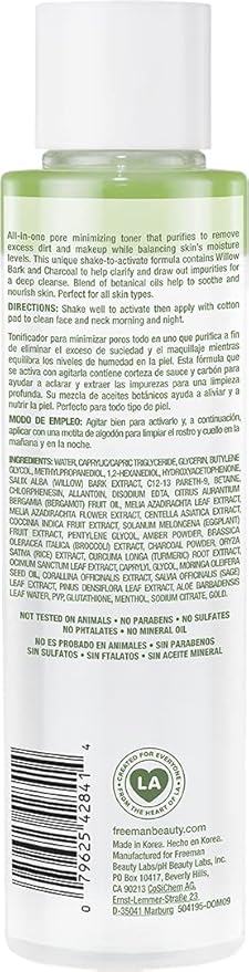 Freeman Exotic Blends Deep Cleansing English Willow Toner, Removes Makeup, Dirt, & Impurities, Clarifying Facial Toner, Pore-Minimizing, Hydrating Skincare Essential, 6.1 fl.oz./180 mL Bottle