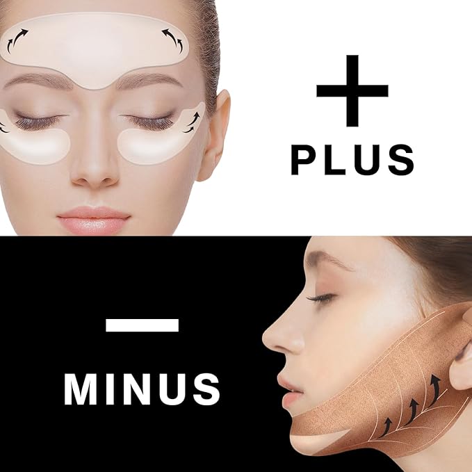 idplacosmetics Face Fit Minus Band V2 (4 ea.) — Korean Hydrogel Jawline Band with Ear Loops for a More Defined V-Line Look, Collagen, Peptides, Hyaluronic Acid