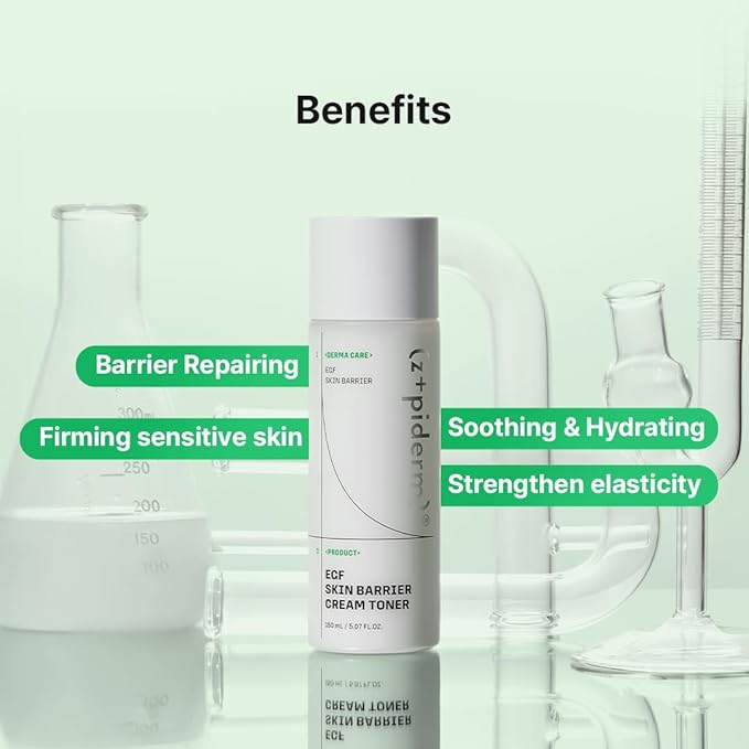 Zipiderm EGF Skin Barrier Hydrating Routine Set – Cleansing Foam + Cream Toner + Hydro Ampoule + Hydrating Gel Cream, Korean 4-Step Cleanse–Tone–Hydrate Care for Sensitive & Acne-Prone Skin