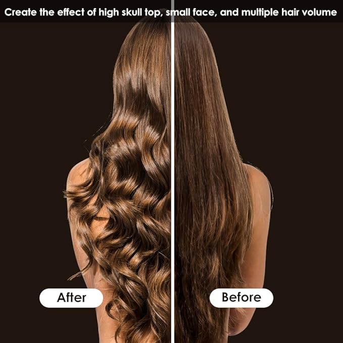 WALLFID Hair Roller Set 6 Pcs for Medium Long Hair, Includes 3 Curling Irons, 2 Volumizing Root Clips, 1 Comb (Volumizing Bangs Curler Set for Women)