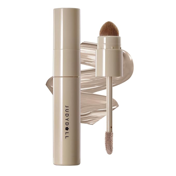 JUDYDOLL Liquid Contour & Highlighter, Face Sculpting Liquid Highlighter & Contour With Brush, Anti-Smudge & Brightening, Long-Lasting, Sculpts for Skin with Warm Undertone (02 Warm Cocoa Brown)