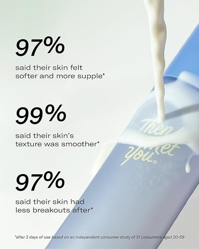 Then I Met You Birch Milk Refining Toner, Hydrating and Exfoliating Milky Toner, Minimizes Pores and Strengthens Skin Barrier, Korean Skincare for Deep Hydration, Gentle Daily Exfoliant, 3.38 oz