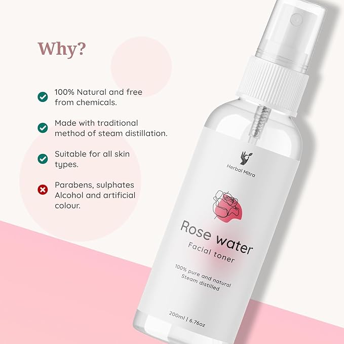 Generic Rose Water Toner Mist 200 ML | Deep Hydration, Refreshing & Soothing | Pure & Natural, Alcohol Free, for Women & Men | Pack of 1 (200 ML)