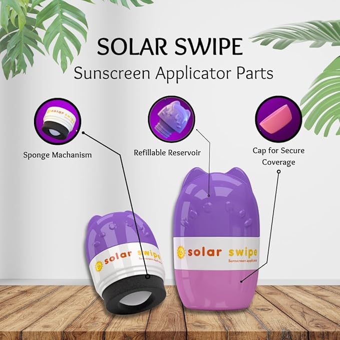 Sunscreen Applicator for Kids and Adults, Portable, Washable, Easy on the Go Sunscreen Application for Any Age and Skin (Purple Pink)