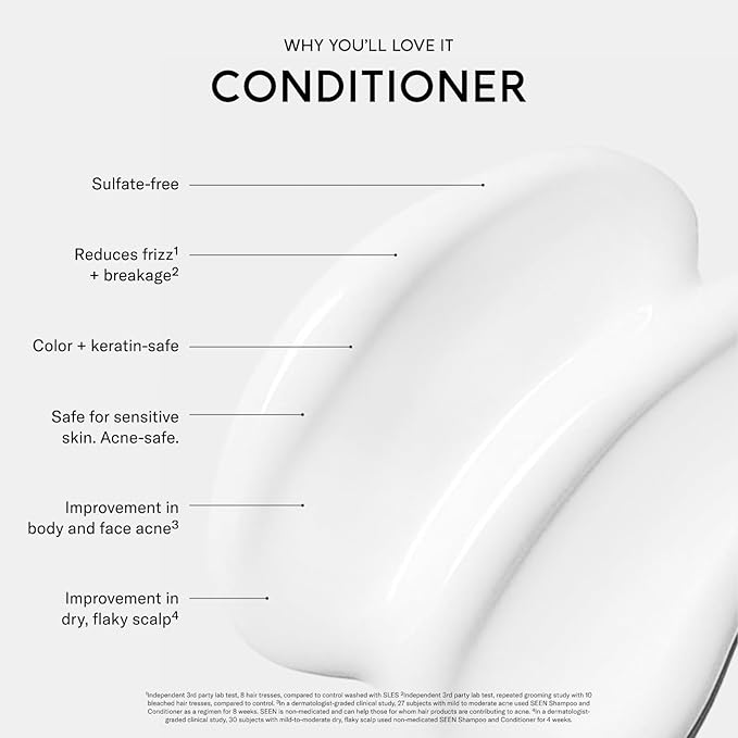SEEN Conditioner Eco-Refill - Scented- Non-Comedogenic & Hair Conditioner- Dermatologist-Developed -Safe for Sensitive & Acne Prone Skin