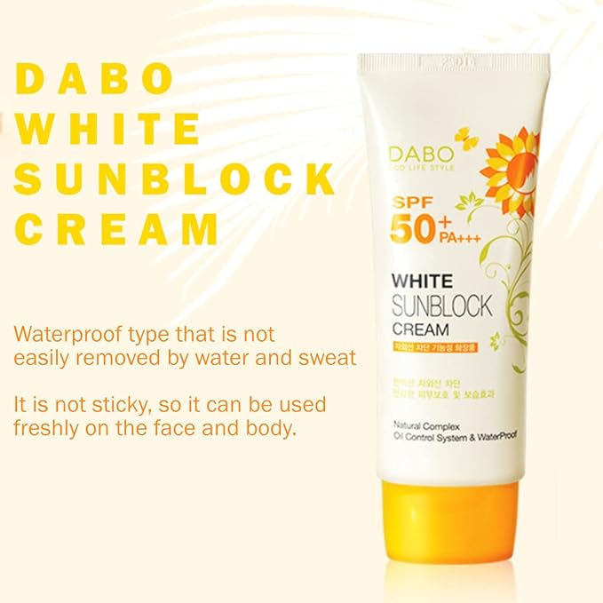 DABO White Sunblock Cream SPF50+ PA+++ 70ml / 2.36 fl. oz. x 2Pack UV Protection Without Stickiness