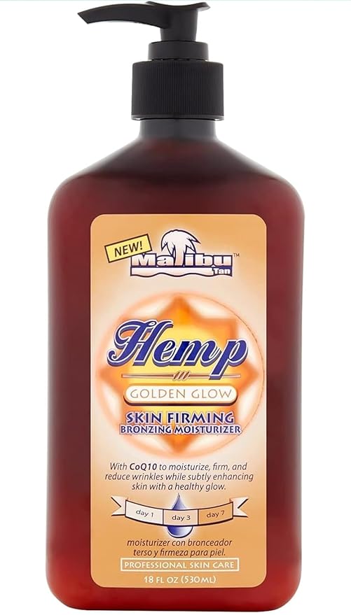 Malibu Tan Hemp Golden Glow Skin Firming Lotion, Medium Deep, 18 fl oz (530 ml) - 1-PACK