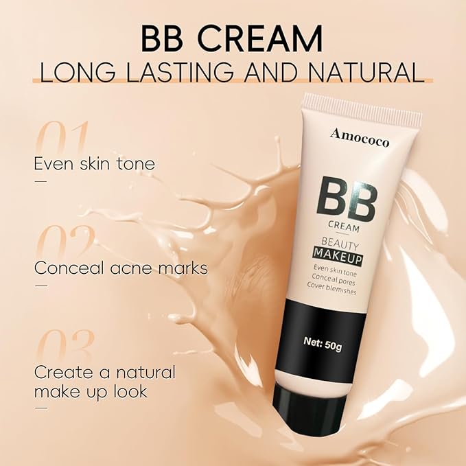 BB Cream, Long-Lasting Natural Beauty Makeup, 50g, 18-Hour Wear, Even Skin Tone & Pore Concealing (360)