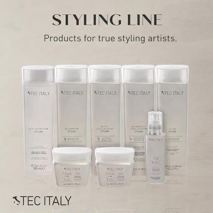 Tec Italy Gel Dela Cera Effetto Normale, Medium Hold Hair Gel for All Hair Types, Natural Finish Styling Gel with Shine & Definition, 9.88 oz (280 g)