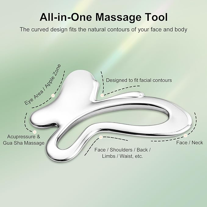 Gua Sha Facial Tools, Upgraded Butterfly Metal Face Massager Tool, Manual Sculpting Beauty Tool for Jawline, Neck & Eye Massage, Skin Care Tools Gift for Women