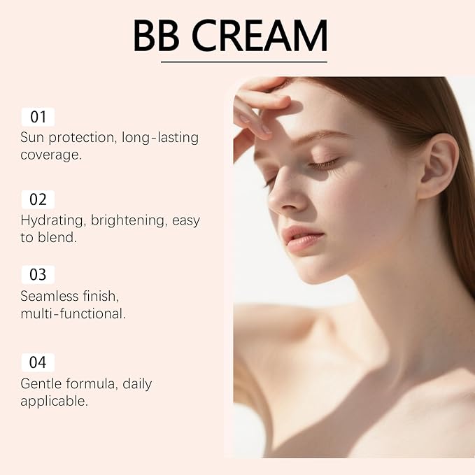 Sun Glow BB Cream Sun Defense Long Lasting Mat Glow, SPF 65, Lightweight Daily Face Sunscreen & Makeup Base, Non-Greasy, Water-Based Formula (3, Pink)