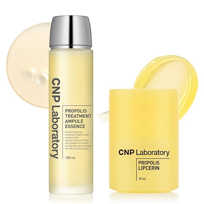 CNP Lip & Toner Set - Honey Lip Butter & Ceramide Essence Bundle | Propolis-Infused, Intense Hydration & Calming for Sensitive Skin | Korean Skincare