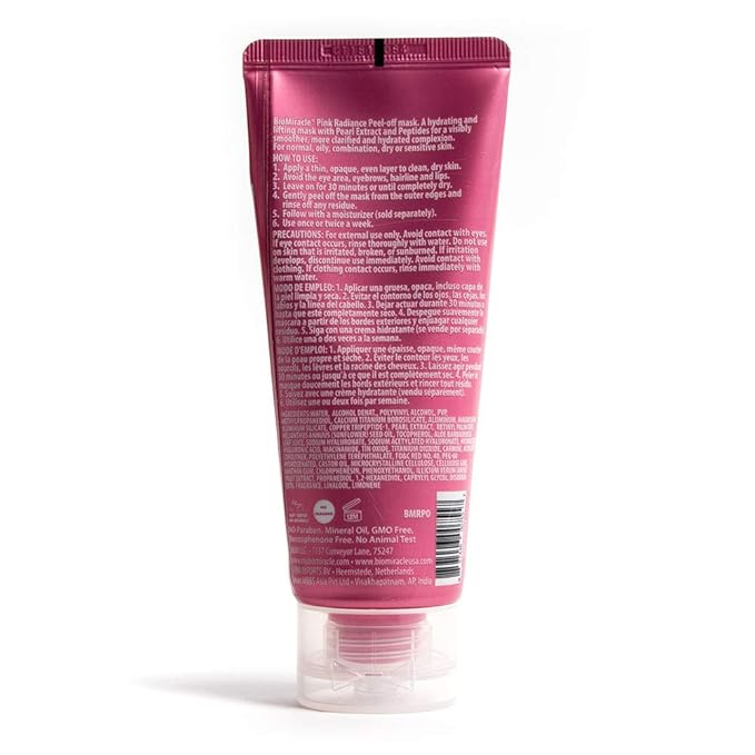 BioMiracle Pink Radiance Glitter Peel-Off Mask Treatment, Peel-Off Mask Skin Care, Hydrating Face Mask, Illuminating Pearl Extract