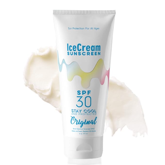 IceCream Sunscreen SPF30 Broad Spectrum for Body & Face Sunblock, Moisturizer, Water & Sweat-Resistant, Sulfate-Free, Paraben-Free, Reef-Friendly & Animal Cruelty-Free, 6oz (177ml) - Original