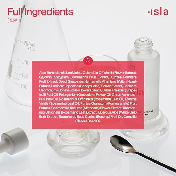 ISLA The Elixir No-Acid Toner, Brightens + Reduces Redness, Wildberry, Glycerin & Botanical Extracts, Hydrates, Evens Tone & Strengthens Skin Barrier, Fragrance-Free, Made in Australia, 4.05 fl oz