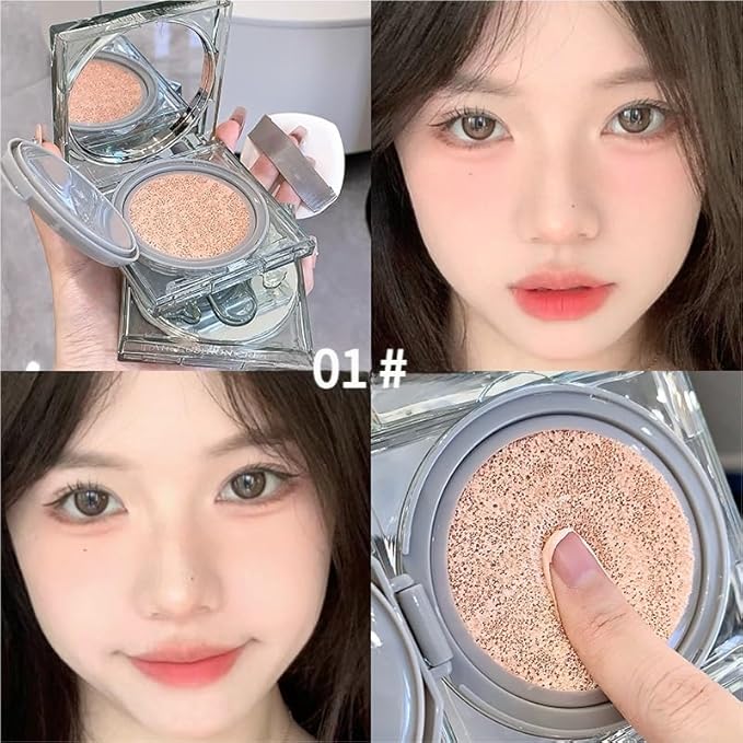 Hydrating Cushion Foundation – Lightweight Moisture BB Cream, Natural Brightening, Buildable Coverage, Dewy Finish(02#)