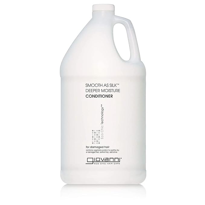 GIOVANNI Eco Chic Smooth As Silk Deeper Moisture Conditioner - Apple Plus Aloe Extracts, Calms Frizz, Detangles, Wash & Go, Lauryl & Laureth Sulfate Free, Paraben Free, Color Safe - 128 oz. (Gallon)