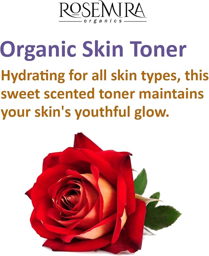 Organic Roses in Bloom Hydrating Toner for All Skin Types - Dry, Mature, Combination, Oily, Sensitive Skin - 1 Month Supply (1.7 OZ) - Made in USA
