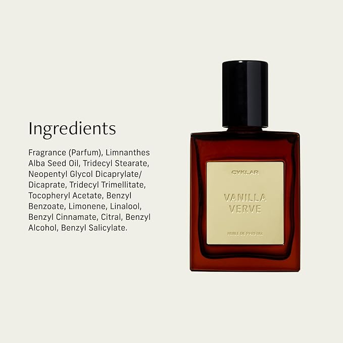 CYKLAR Perfume Oil for Skin – Vanilla Verve Scent – Spicy, Sweet & Creamy Perfume Fragrance with Gourmand Vanilla, Bergamot & Amber Notes – Travel-Friendly 30ml