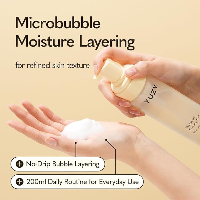YUZY Vita Biome Bubble Toner, Hydrating Korean Facial Toner with Microbiome Care & Moisture Barrier Support, Glass Skin Glow for Dry & Sensitive Skin, 200ml | 6.76 fl oz
