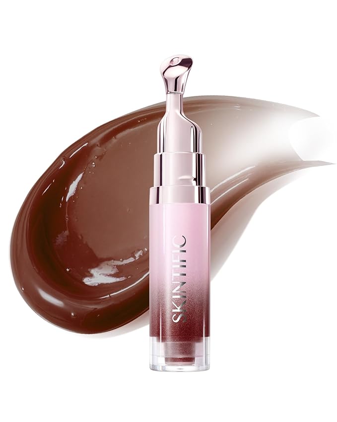 Peptide Brightening Lip Serum, Hydrating & Plumping Tinted Lip Gloss, Moisturizing Lip Balm with Polypeptides & Squalane for Glossy Sheer, Smooth Lips(09U Soft Mocha)
