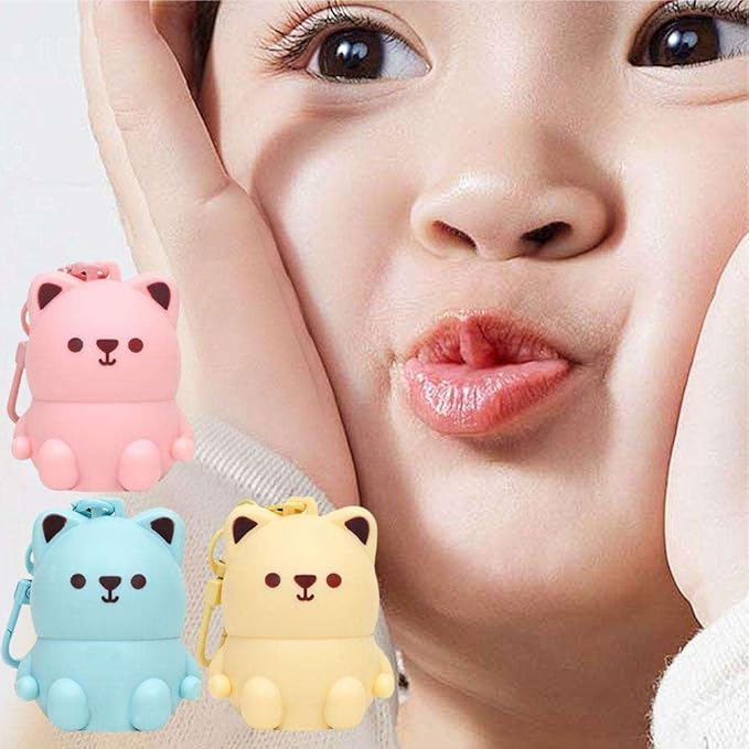 Cute Little Bear Lip Balm for Children,Anti-Dry Anti-Crack Moisturizing Lip Gloss,Natural Ingredients Lipsticks Lip Care Products,Fruit Flavored Lip Stick for Kids (3pcs)