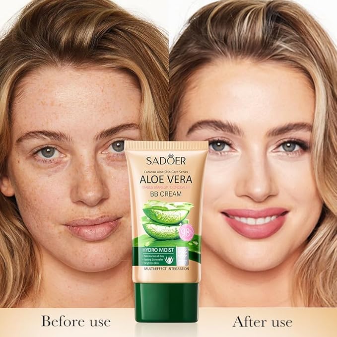 Moisturizing Lightweight BB Cream Concealer with Nourishing Aloe Vera Extract, Hydrating Color Correcting Tinted Moisturizer, Smooth Concealing BB Cream Makeup Foundation - Natural Color