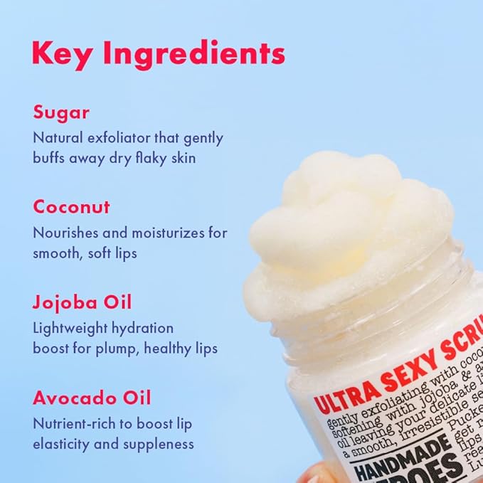 100% Natural Lip Scrub Vegan Conditioning Coconut Lip Exfoliator Gentle Exfoliant Sugar Lip Polish and Lip Exfoliator Scrubber for Chapped and Dry Lips (Lip Scrub and Mask Gift Set)