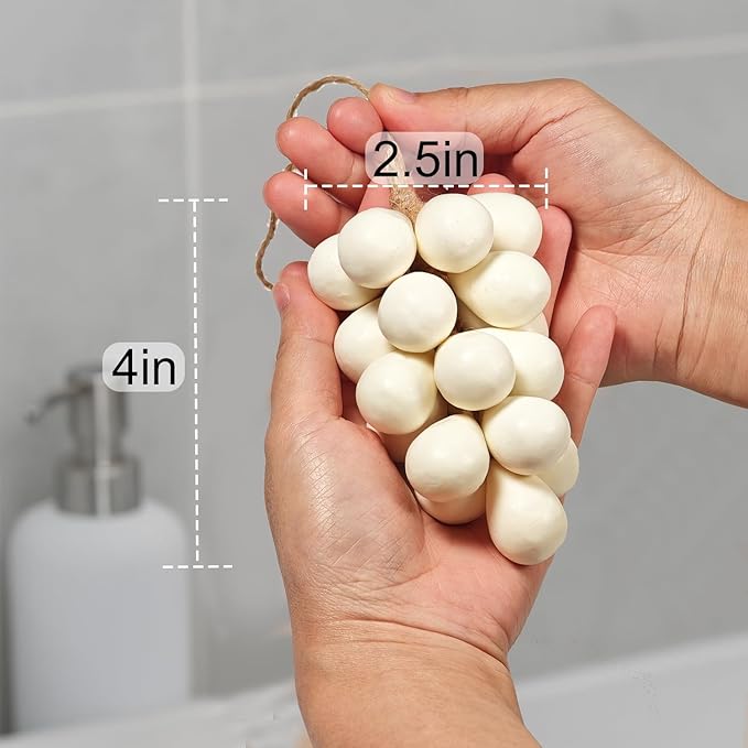 Grape Shaped Natural Handmade Soap Bar, Decorative Bath & Body Soap Gift for Women, Packed in Elegant Gift Box, White