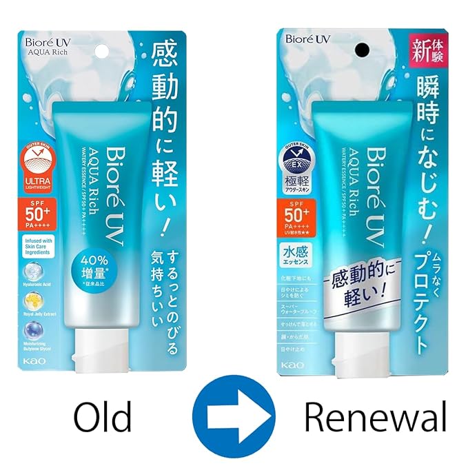 Japanese Sunscreen UV Aqua Rich Watery Essence SPF 50+ PA++++ – Lightweight Water-resistant Based UV Protection Essence for Face & Body,Oil-Free, Non-Greasy,Sensitive Skin Safe, Fragrance-Free (3)