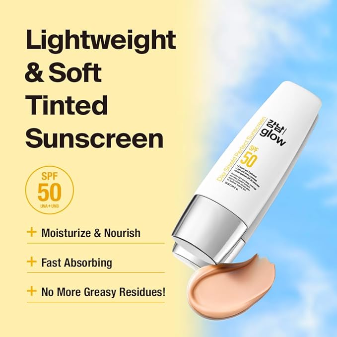 Day Shield Perfect Sunscreen SPF 50 & Vitamin C Serum 1.01 oz(Pack of 2) + Galvanic Red LED Booster & Multi-Peptide Skin Boosting Toner - Korean Skin Care