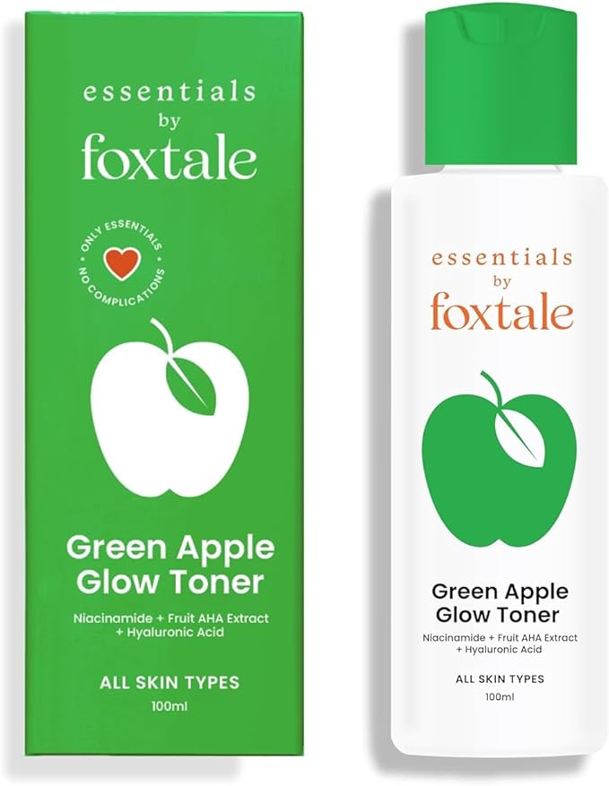 Foxtale Green Apple Glow Toner with Niacinamide | Fruit AHA Extract and Hyaluronic Acid | Clinically Proven Brightening Ingredients | All Skin Types | Men & Women - 100ml