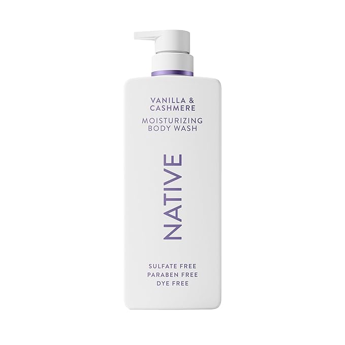Native Moisturizing Body Wash, Vanilla & Cashmere, 24-Hour Hydration for Dry & Sensitive Skin, Made with Real Shea Butter, Sulfate & Paraben Free, 22 oz