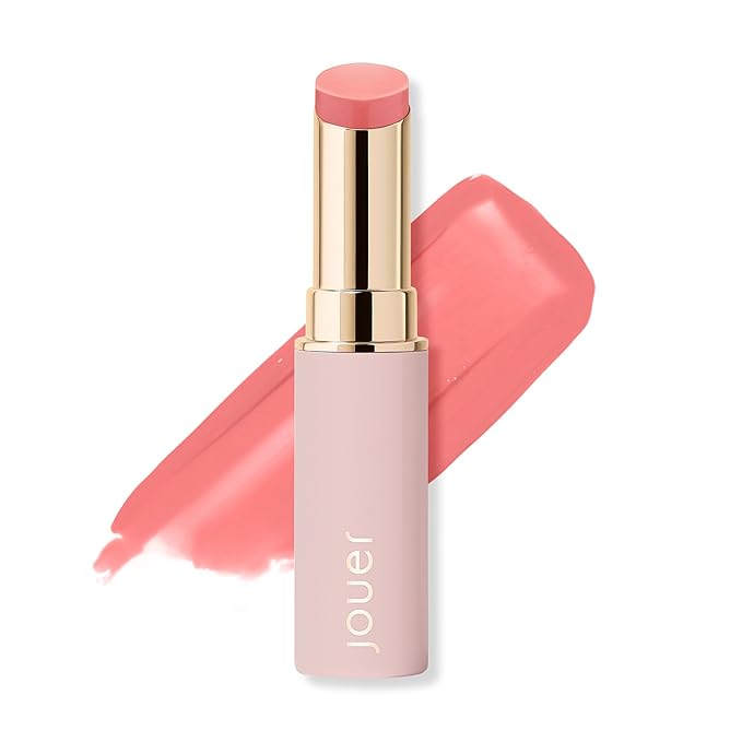 Jouer Essential Lip Enhancer Shine Balm - Enhancing Tinted Lip Balm - Moisturize, Plump, & Nourishing Lip Care - Jojoba Seed Oil and Maxi Lip Formula for Moisturizing and Fullness, Peony