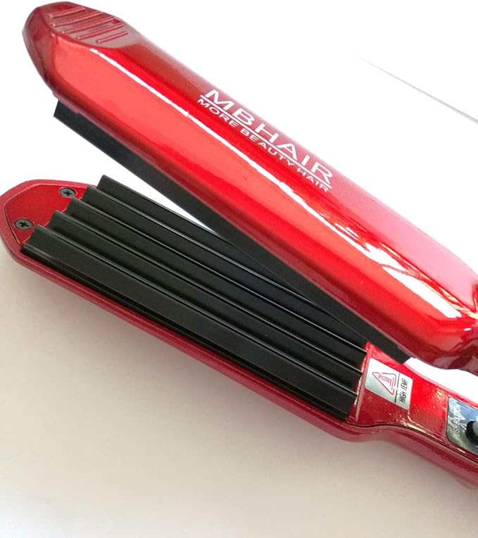 MBHAIR Ceramic Crimper Iron for Fluffy Hairstyle Curling Iron, Corrugation Crimper Hair Irons, Anti Static Ceramic Hair Crimping Iron Adjust Temperature (Red)