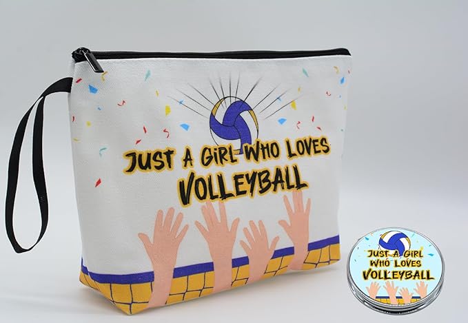 Personalized Volleyball Makeup Bag set with Mirror for girls,volleyball stuff Cosmetic bag kit for Volleyball Players with10 pieces brush set,ball Gifts for Women Mom femal friends
