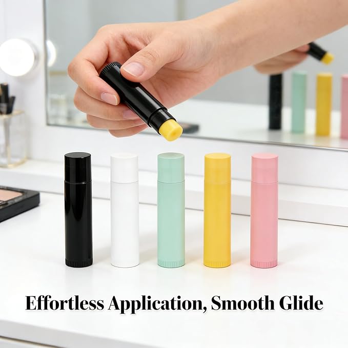 Value Pack of 100 Packs 5ml Empty Lip Balm Tubes, Leak-Proof Twist-Up Refillable Lipstick Containers for DIY Lip Balm，Lipstick, Lip Care Solid Perfume, Cosmetic Filling (5 Colors)
