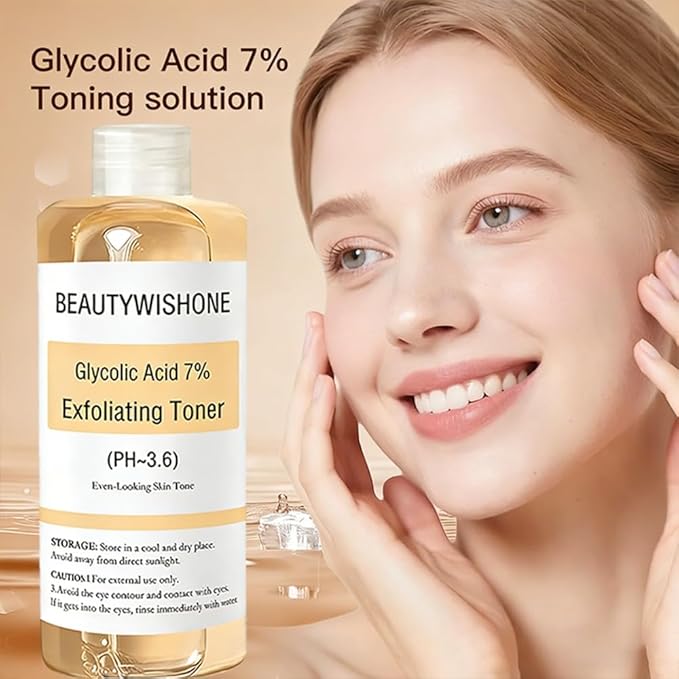 Glycolic Acid 7% Toning Solution - Gently Exfoliates, Smooths Skin Texture, Improvement Visible Clarity & Also Addressing Uneven Tone, Reveal Radiant Skin, 8.12 fl oz