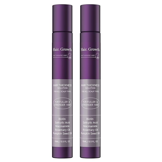 Hair Thickening Serum Helps Reduce Hair Loss, Hair Growth Serum Roll On for Men and Women, Scalp Care Balances Oil, Rosemary, 1 Fl Oz (Pack of 2)