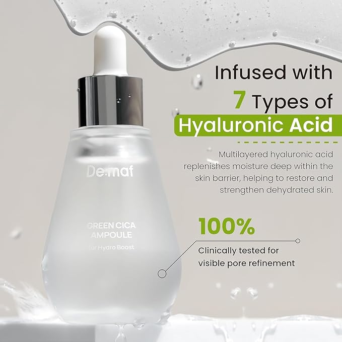 Green Cica Ampoule with 72% Green Tea, Cica & 8-Layer Hyaluronic Acid | Soothing & Sebum Control Pore Serum for Blackheads and Enlarged Pores | For Oily & Combination Skin (1.7 fl oz)