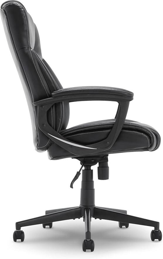 Serta Connor Executive Office Chair, Ergonomic Computer Chair with Layered Body Pillows, Contoured Lumbar, Adjustable Seat Height, Bonded Leather, Black